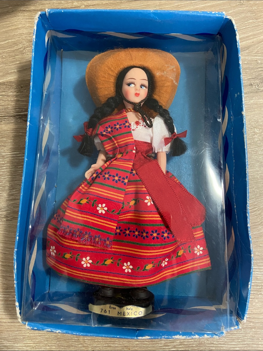 Vintage Eros Mexico 761 Doll Mexican Costume Doll In Box